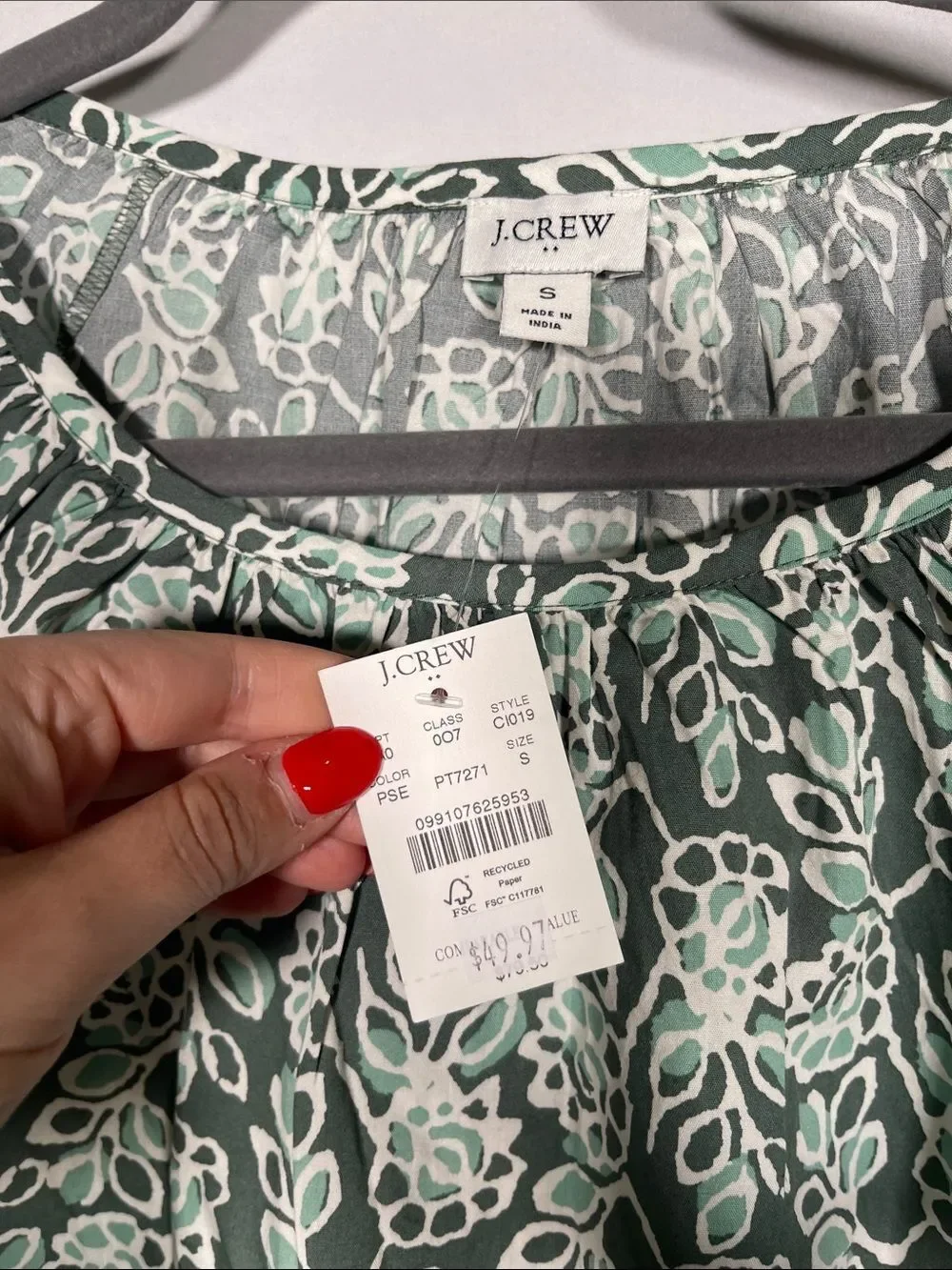 J. CREW WOMENS GREEN FLORAL BLOUSE TOP NEW SMALL CI019